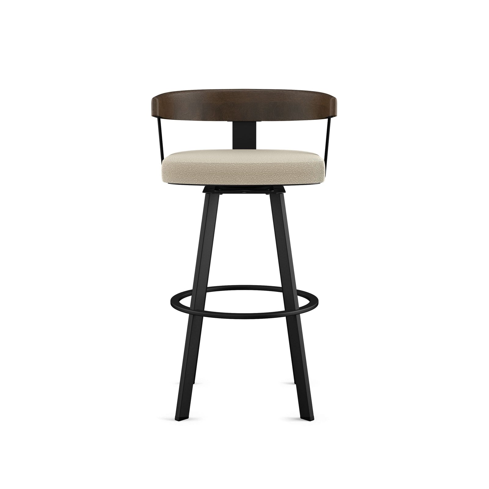 Lars Wood Swivel Bar Stool with Backrest, Black Frame, 30-in G1V6 - product image 1