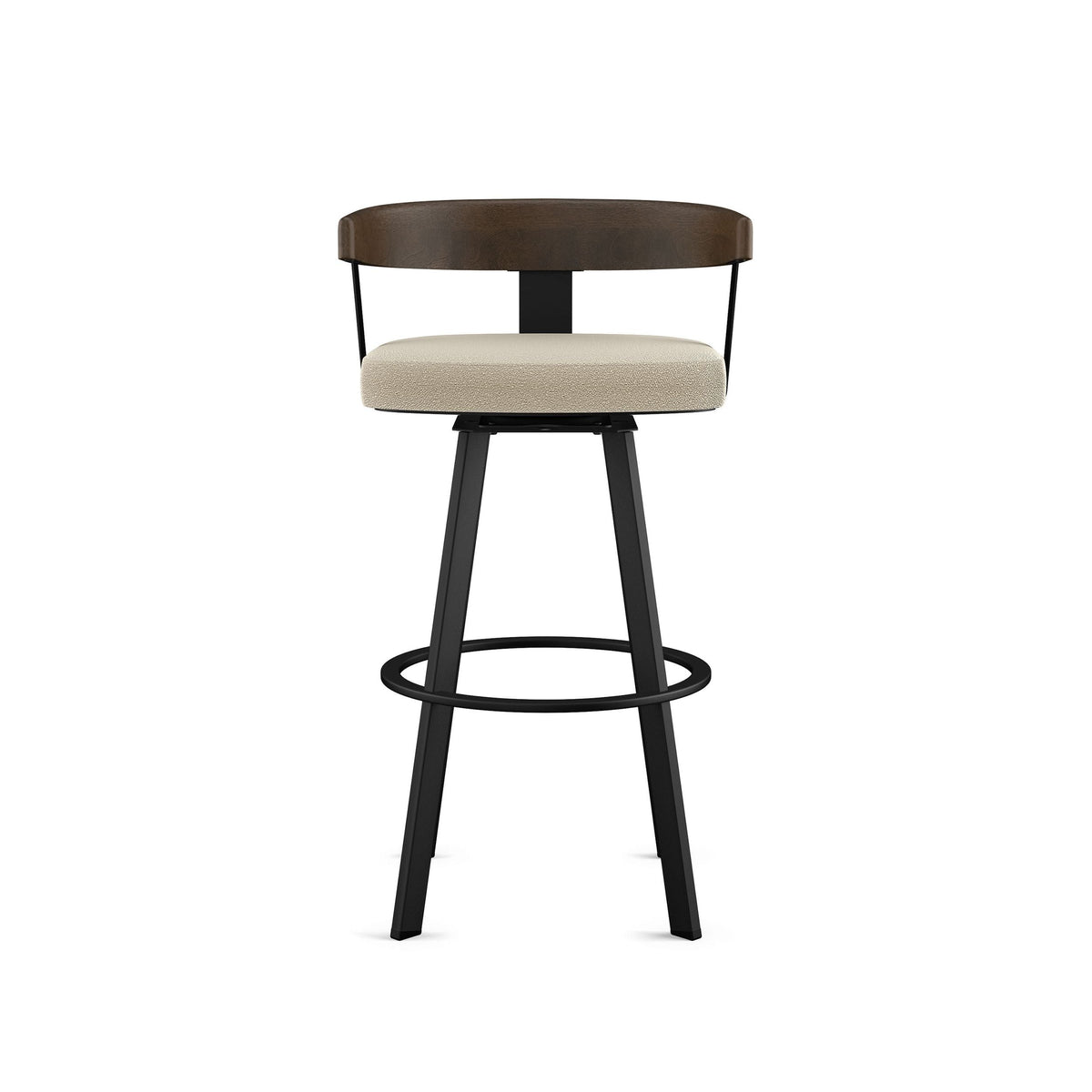 Lars Wood Swivel Counter Stool with Backrest, Black Frame, 26-in K8C3 - product image 1
