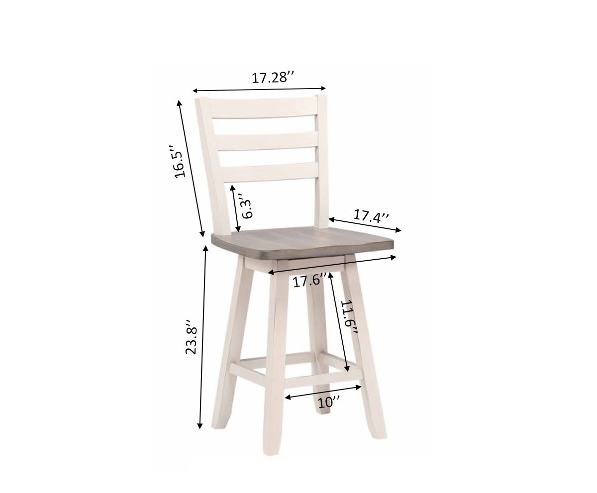 Alice Grey/White Swivel Counter/Bar Stool with Back Rest, 2-pc V9N4 - product image 2