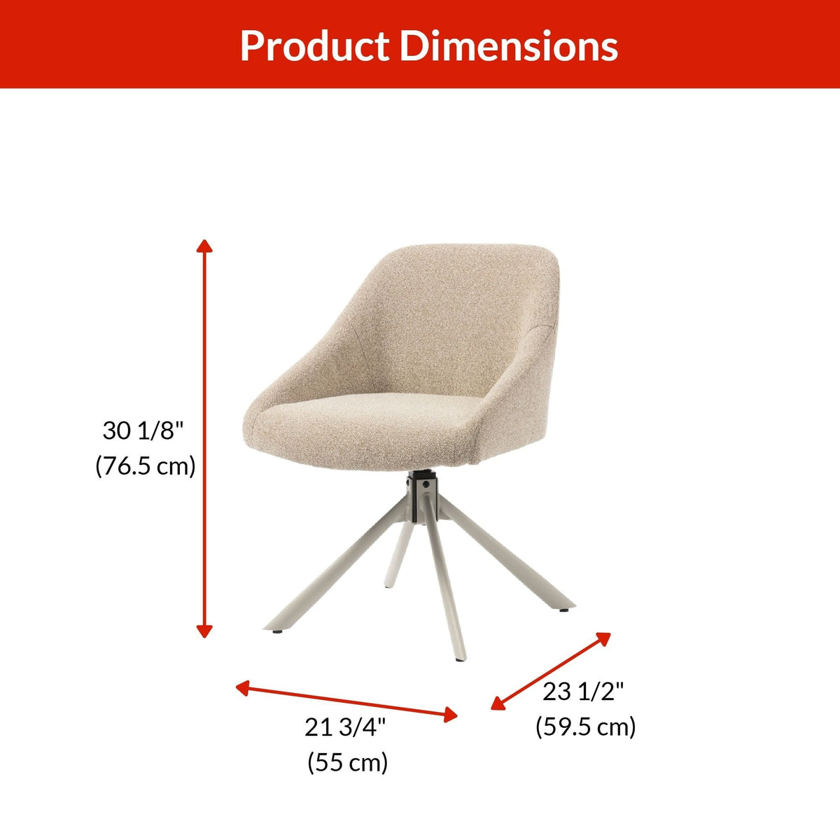 Chester Swivel Office Chair, Greige P0B1 - product image 3