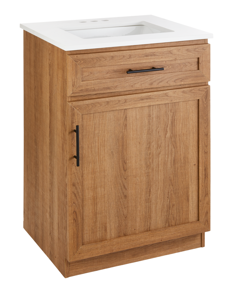 Danville Single Door Single Sink Stone Top Bathroom Vanity, Honey Oak, 24-in K0L3 - product image 1