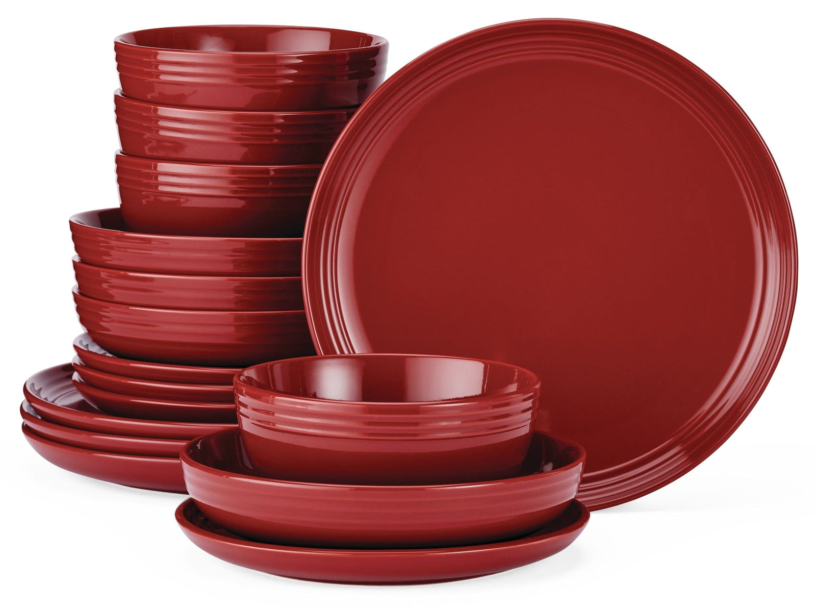 Edenhill Farmhouse Bistro Stoneware Dinnerware Set, Serves 4, 16-pc, Red I3T9 - product image 1