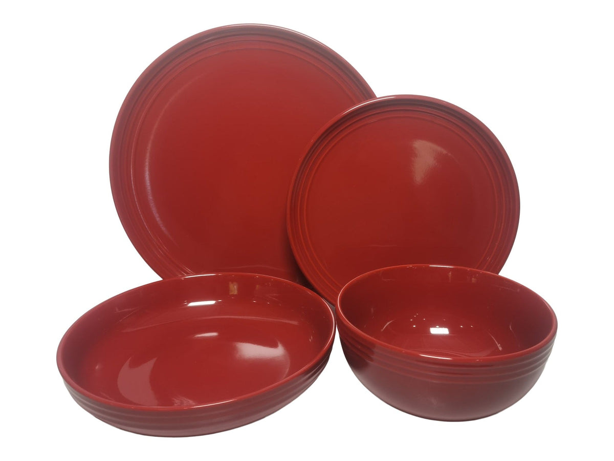 Edenhill Farmhouse Bistro Stoneware Dinnerware Set, Serves 4, 16-pc, Red I3T9 - product image 2