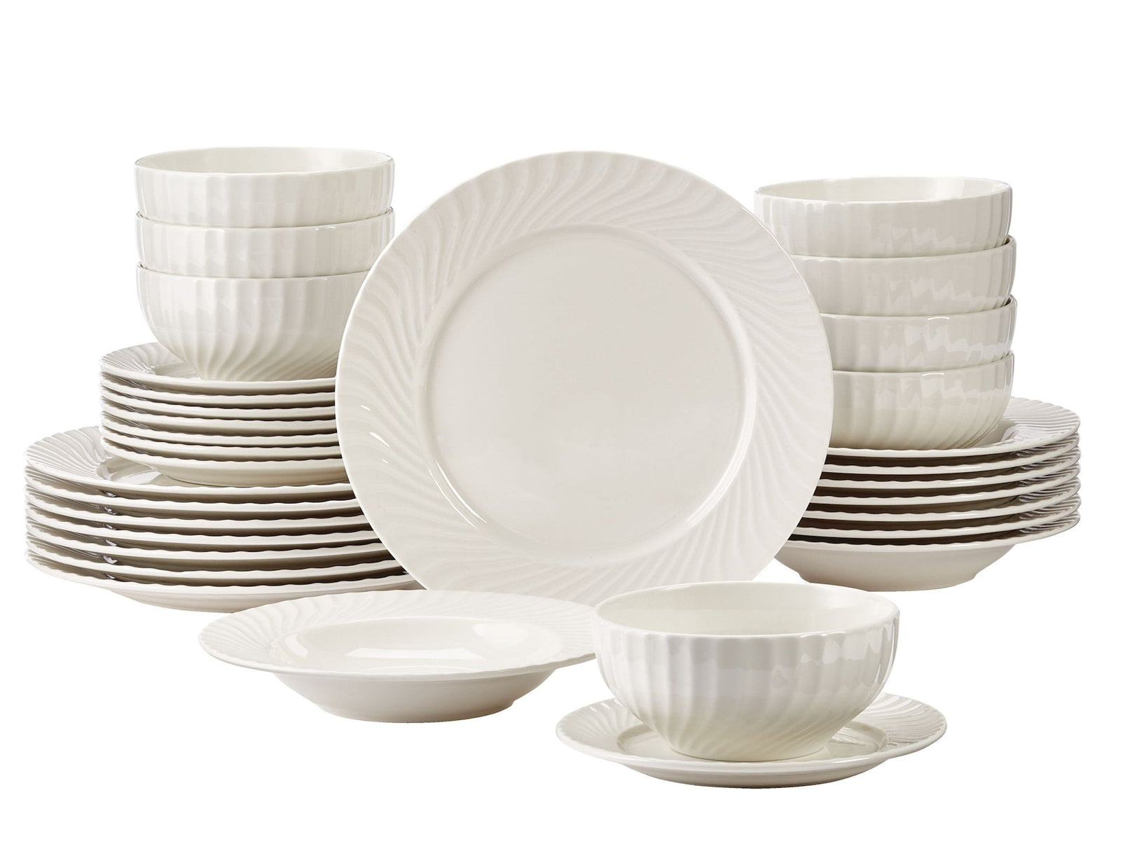 Milliken Embossed Stoneware Dinnerware Set, Serves 8, 32-pc, White A3B9 - product image 1