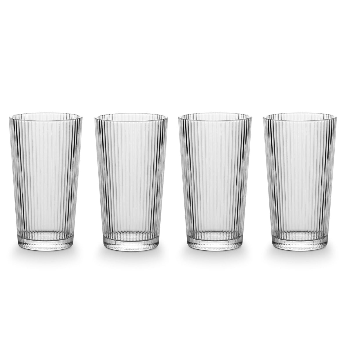 Ribbed High Ball Glass Set, Lead-free, 4-pc Q6O6 - product image 1
