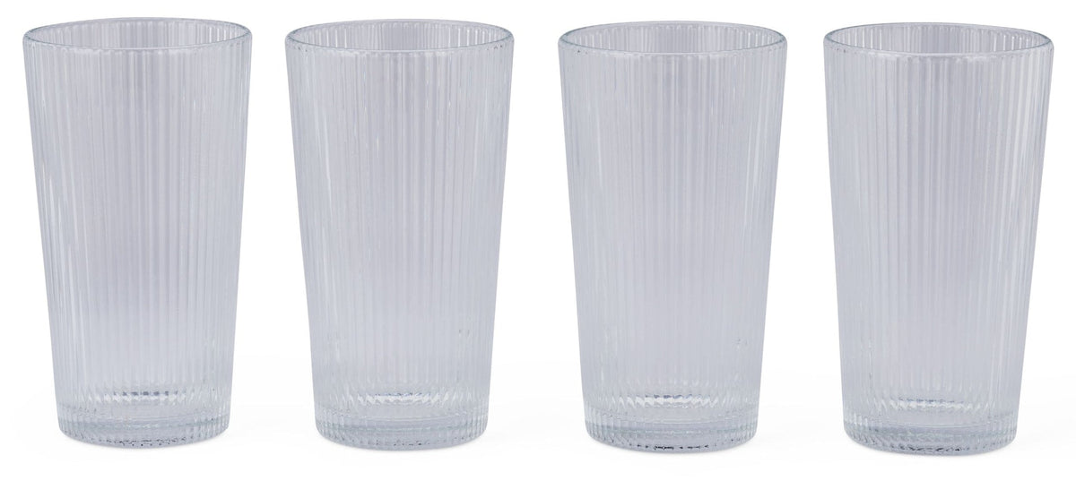 Ribbed High Ball Glass Set, Lead-free, 4-pc Q6O6 - product image 4