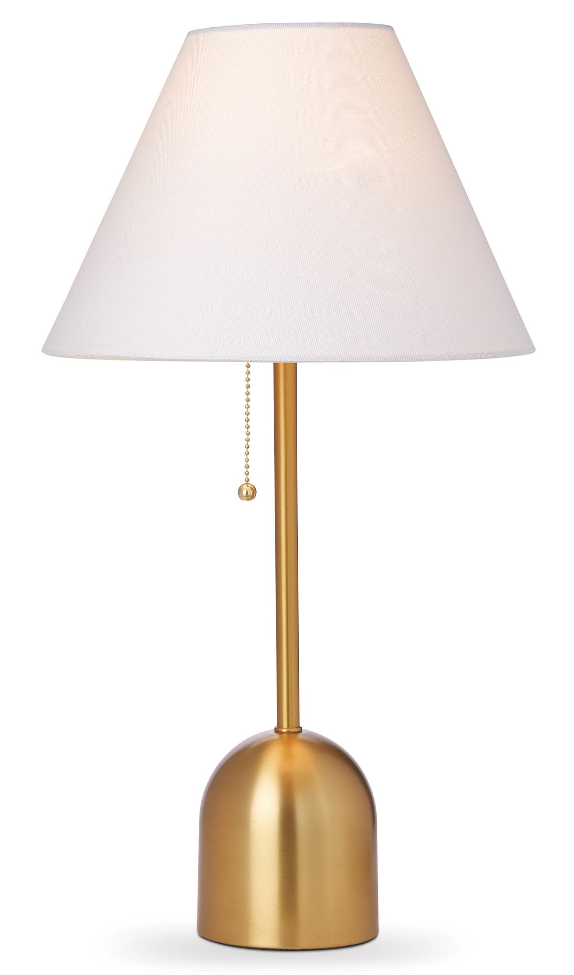 White Linen Cone Shade Table Lamp, 22-in, Antique Brass Z1H9 - product image 1