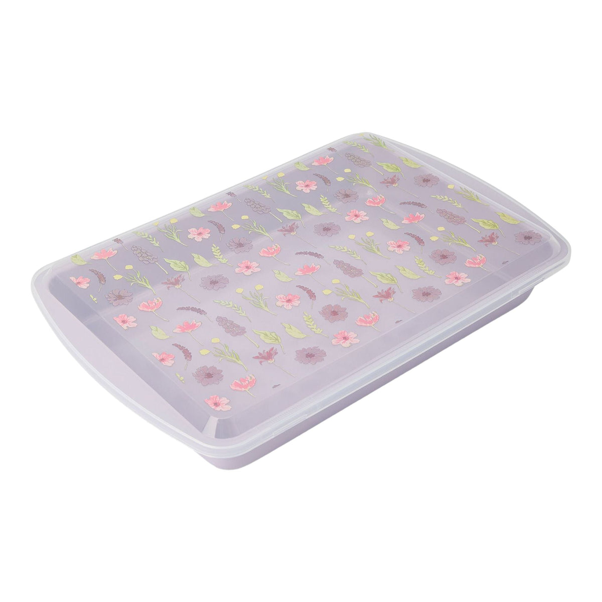 Kitchen Non-Stick Carbon Steel Cake Pan with Lid, Floral Print Y1N3 - product image 1