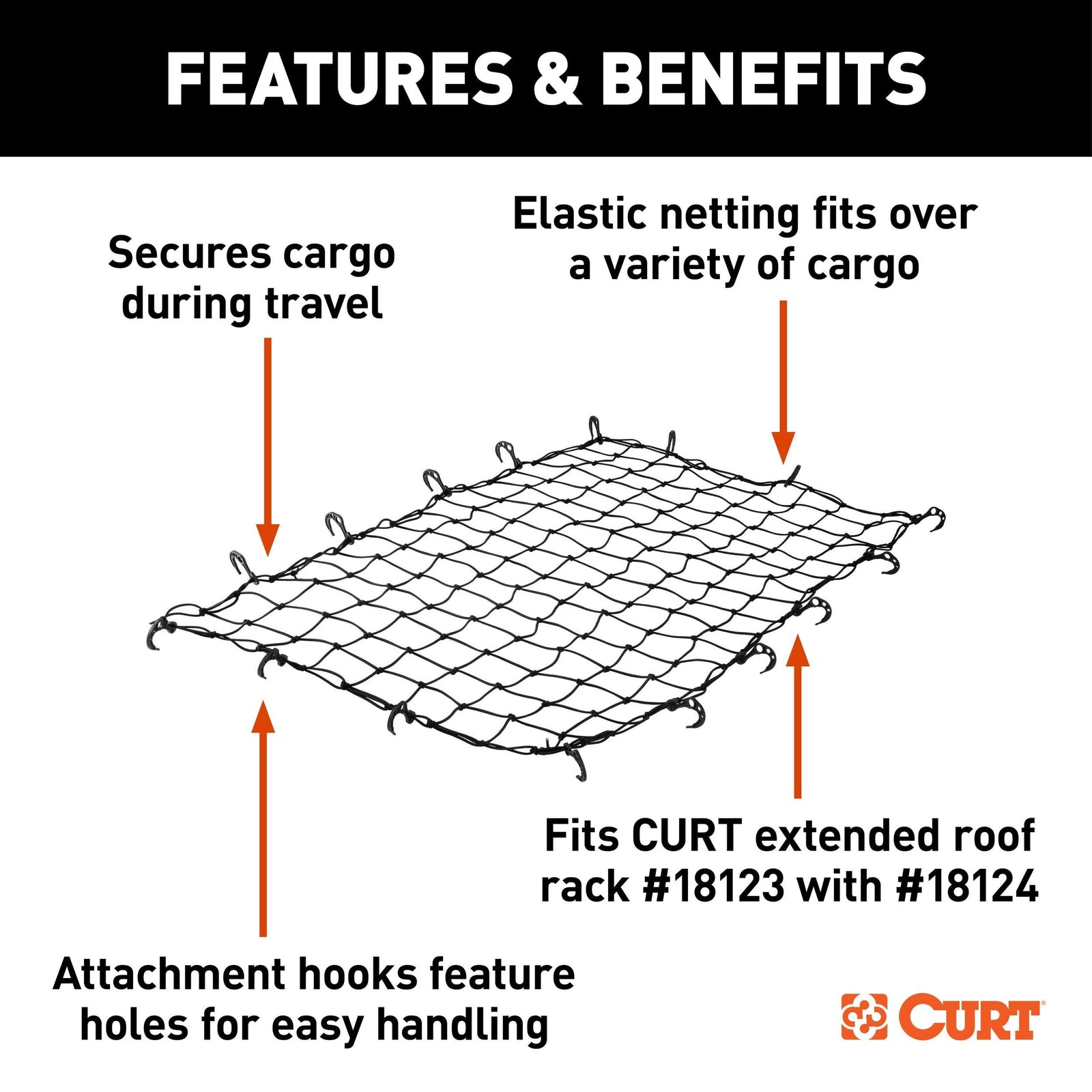 18219 Elastic Cargo Net with Hooks for Extended Roof Basket, 64 x 36-in I8Z3 - product image 6