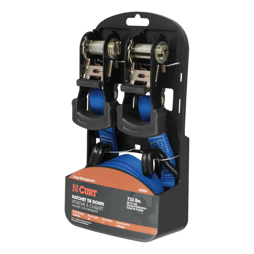 83020 Cargo Straps with J-Hooks, Blue, 733-lb, 16-ft, 2-pk C8X3 - product image 2