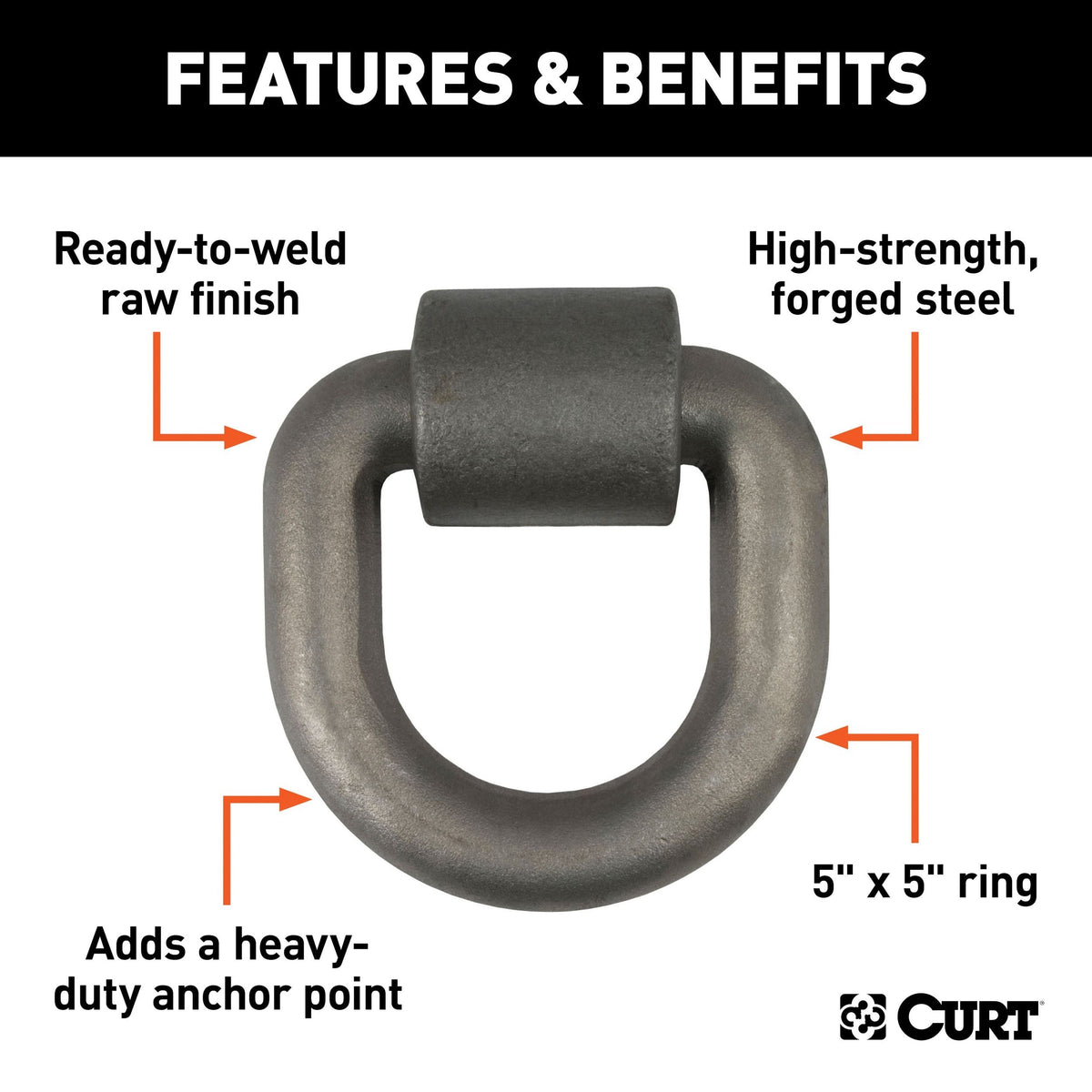 83770 3 x 3-in Weld-On Tie-Down D-Ring (15,587 lbs, Raw Steel) M5D7 - product image 3