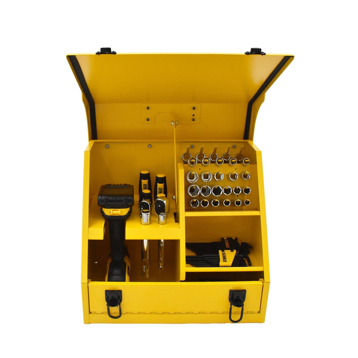 Handheld Steel Shop Tool Box with Lid & Handle, Yellow, 15-in H8B1 - product image 4