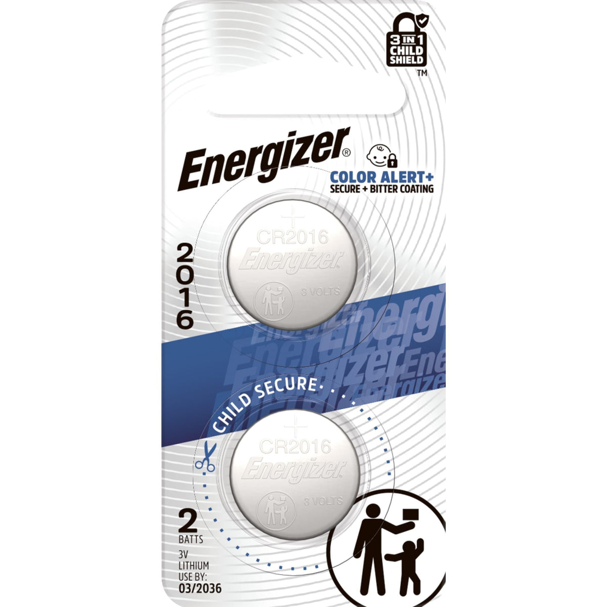 CR2016 3V / 3 Volt Lithium Coin Cell Batteries for Watches & Electronics, 2-pk B3Z1 - product image 2