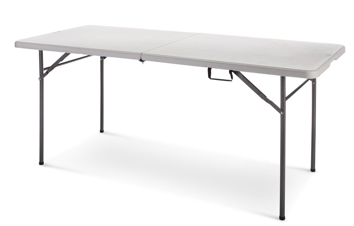6-ft Portable Plastic & Metal Folding Table with Handle, Grey N9X3 - product image 1