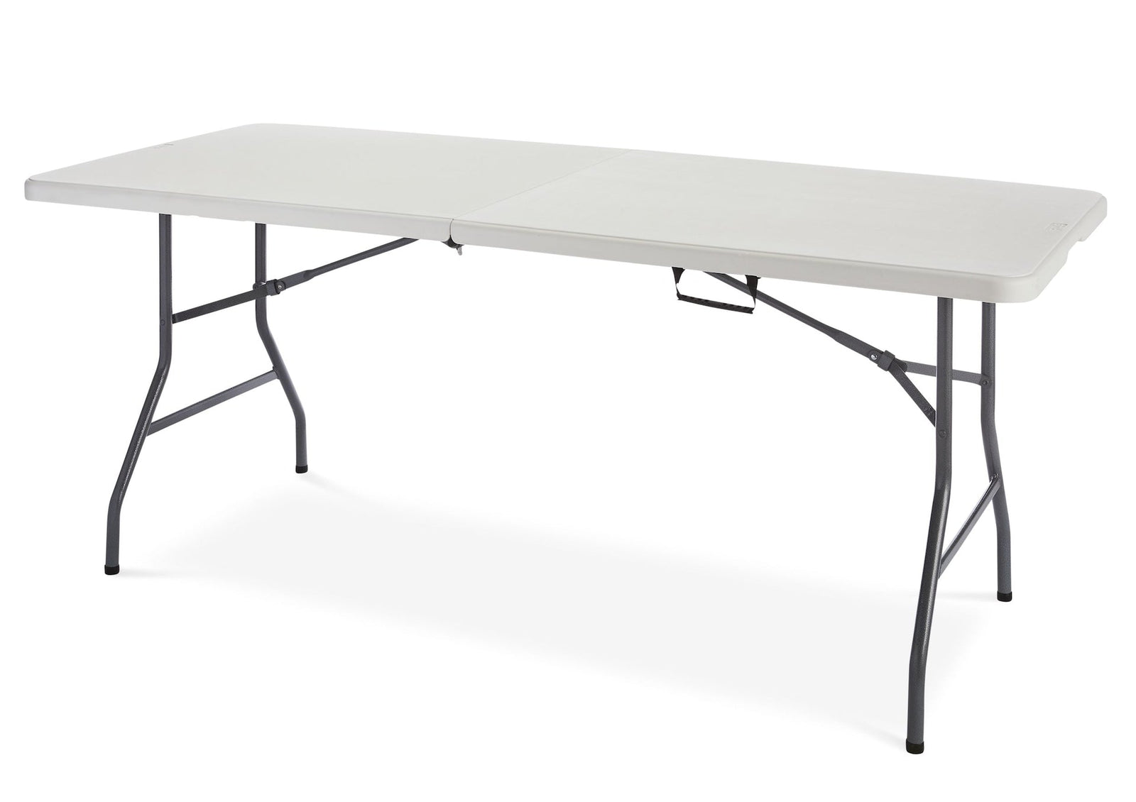 Portable Folding Table with Casters & Handle, 6-ft, White R0W6 - product image 1
