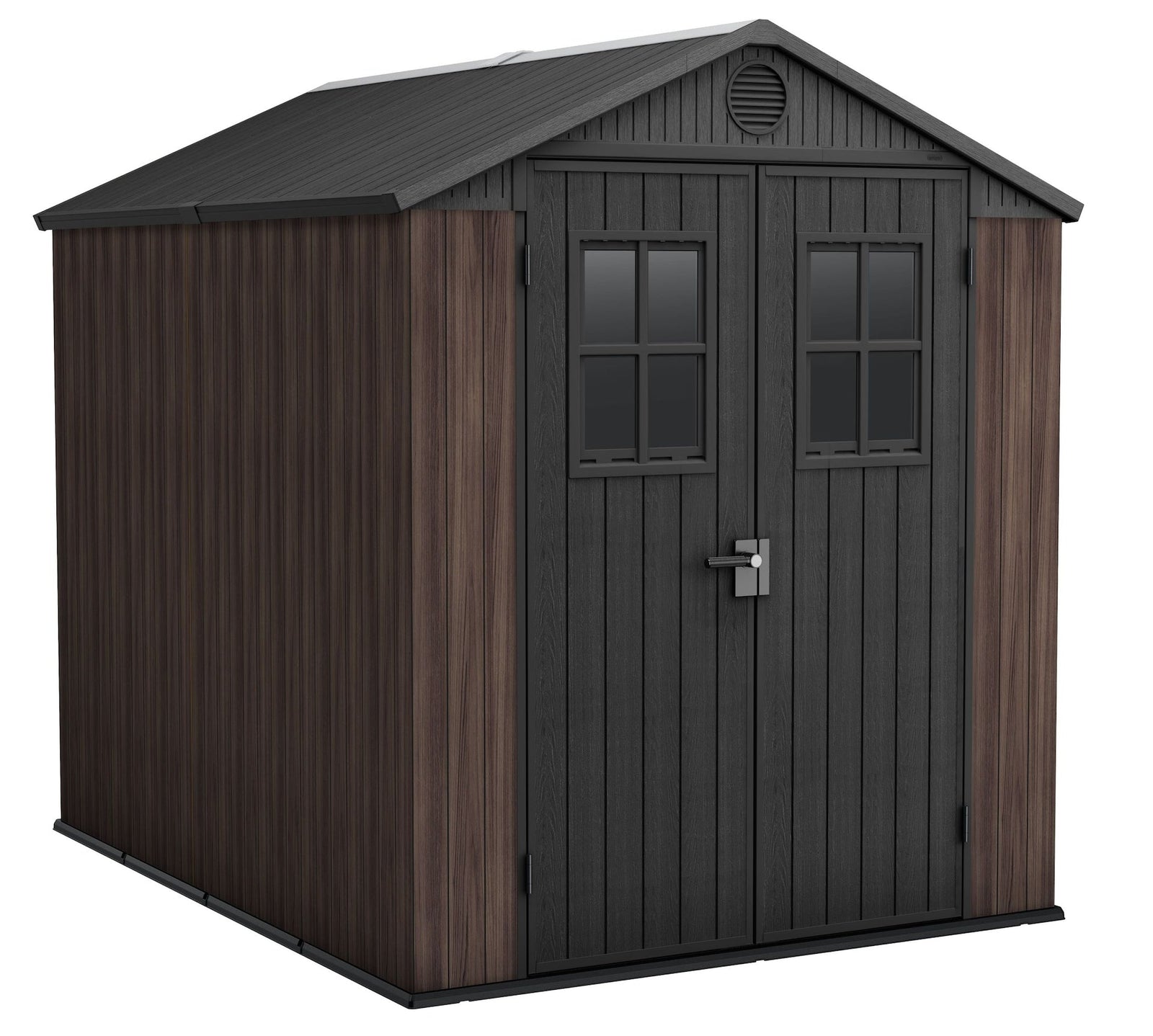 Darwin Resin Outdoor Storage Shed with DecoCoat, Brown, 6-ft x 8-ft Q6Z7 - product image 1
