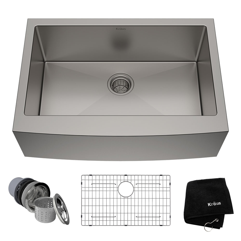 Standard PRO Apron Front Farmhouse Stainless Steel Single Bowl Kitchen Sink, 30x21x10-in Z9G5 - product image 1