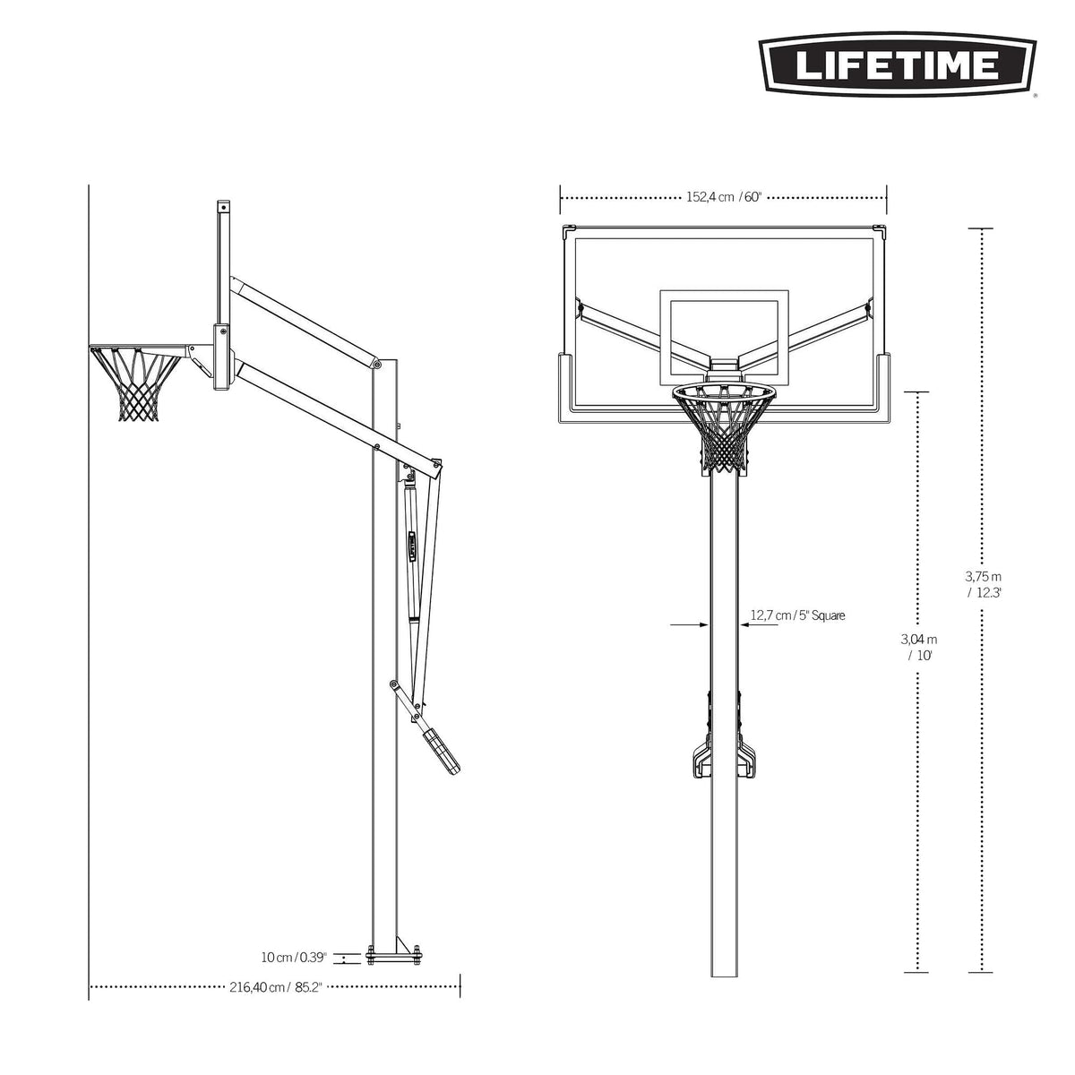 Mommoth Bolt Down Basketball Hoop with 60-in Tempered Glass H8E9 - product image 7