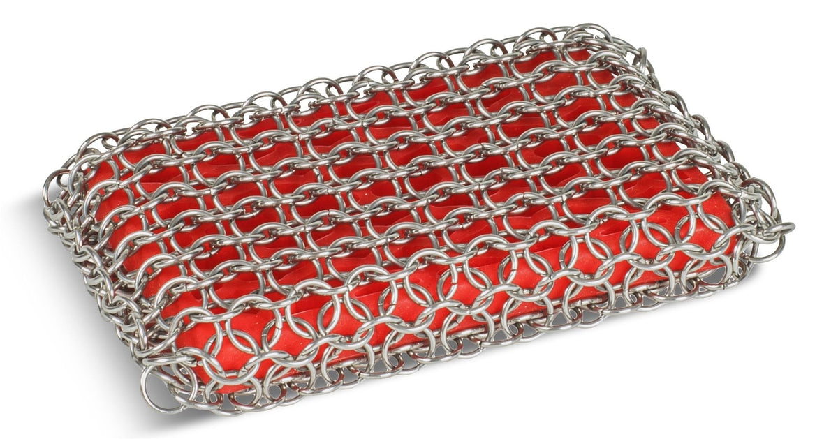 Dishwasher-Safe Cast Iron Scrubbing Pad, Red L3D3 - product image 1