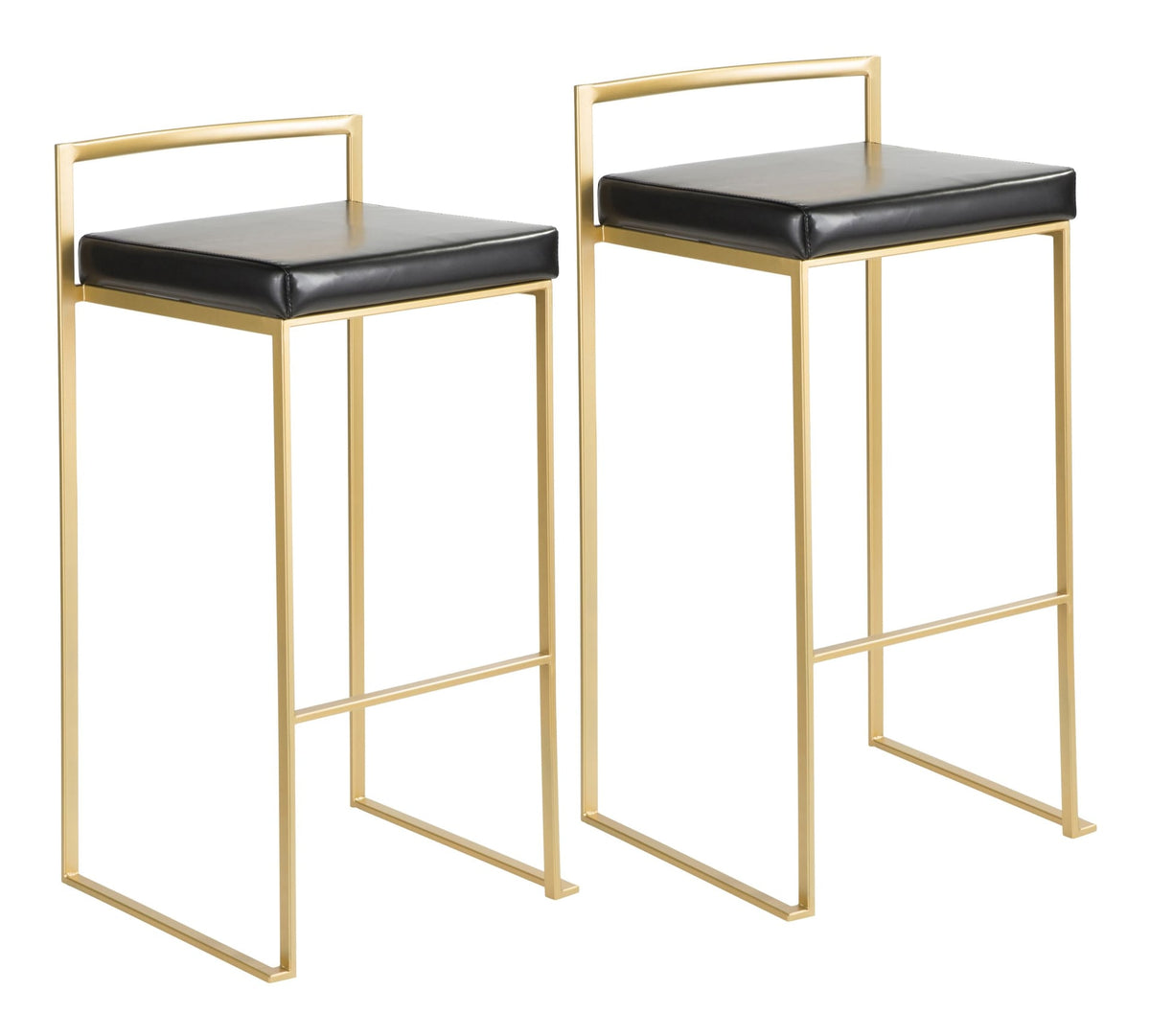 Fuji Stackable PU Leather Counter/Bar Stools (2-Piece Set), Gold/Black P4I8 - product image 1