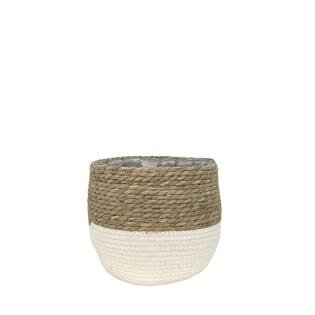 Weave Cotton Jute Round Basket Planter with Leaf-Proof Plastic Lining, 4-in D5U5 - product image 1