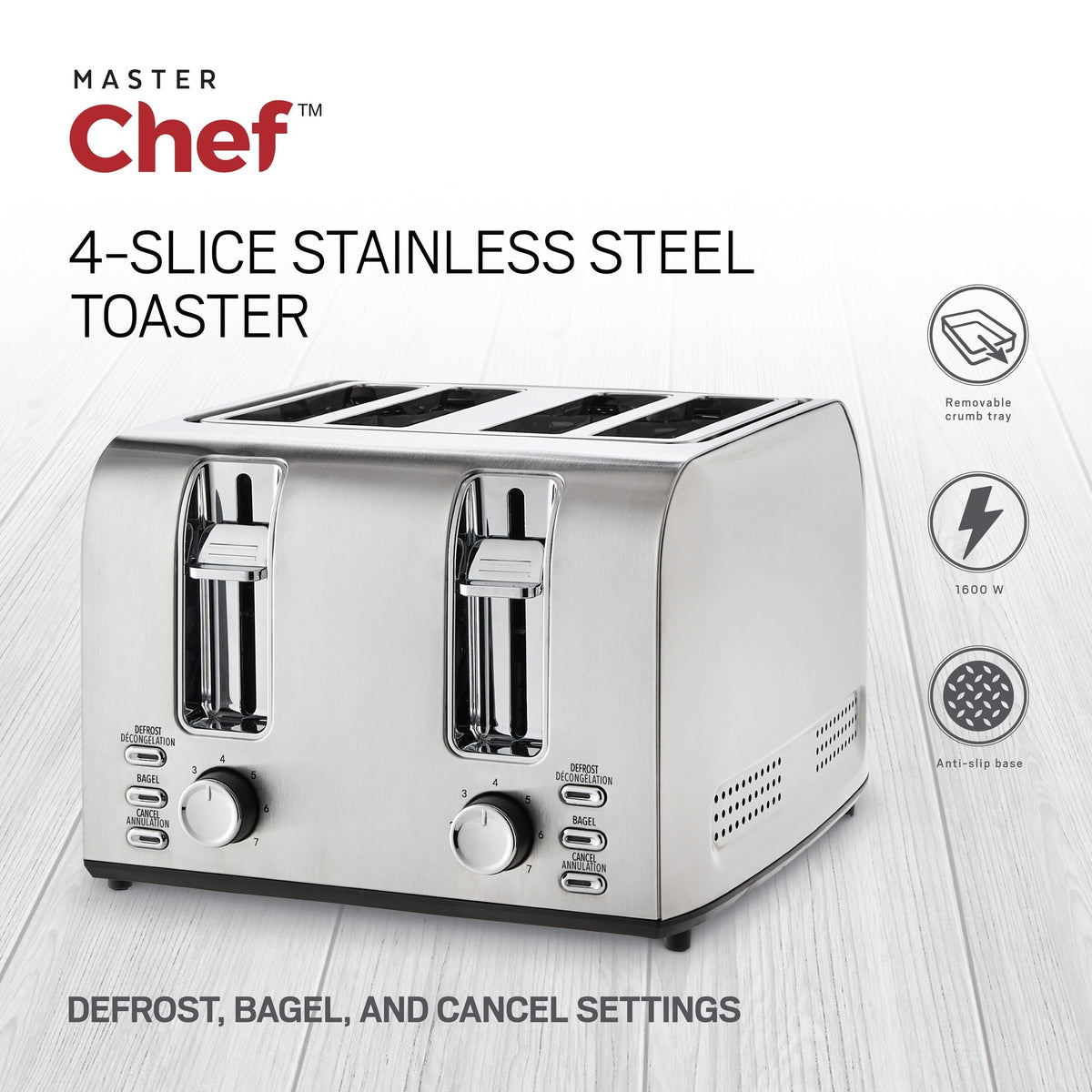 Stainless Steel Toaster with 3 Settings, 4-Slice F2U1 - product image 5
