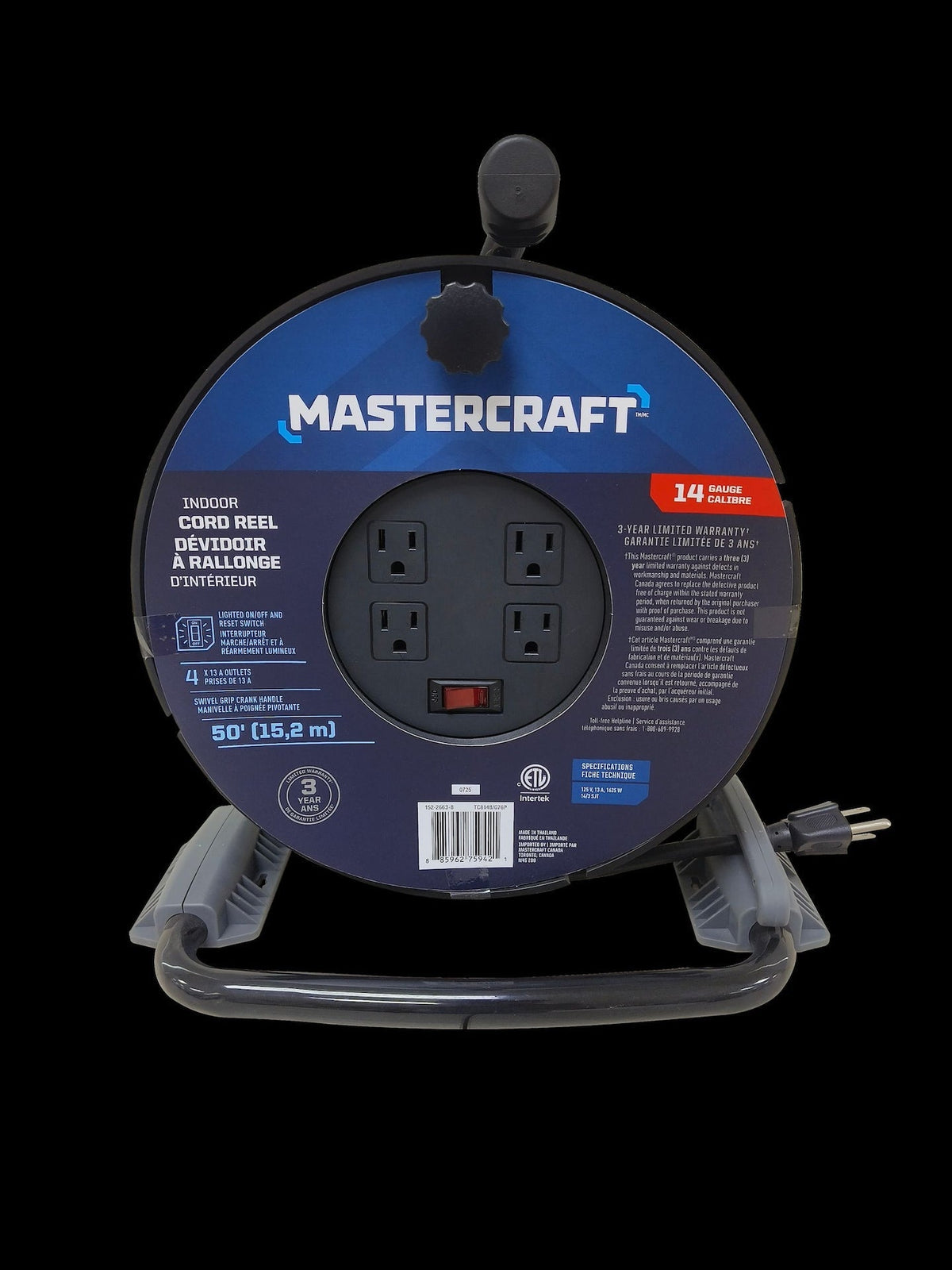 50-ft 14-Gauge Black Cord Reel with Stand S0Q9 - product image 4