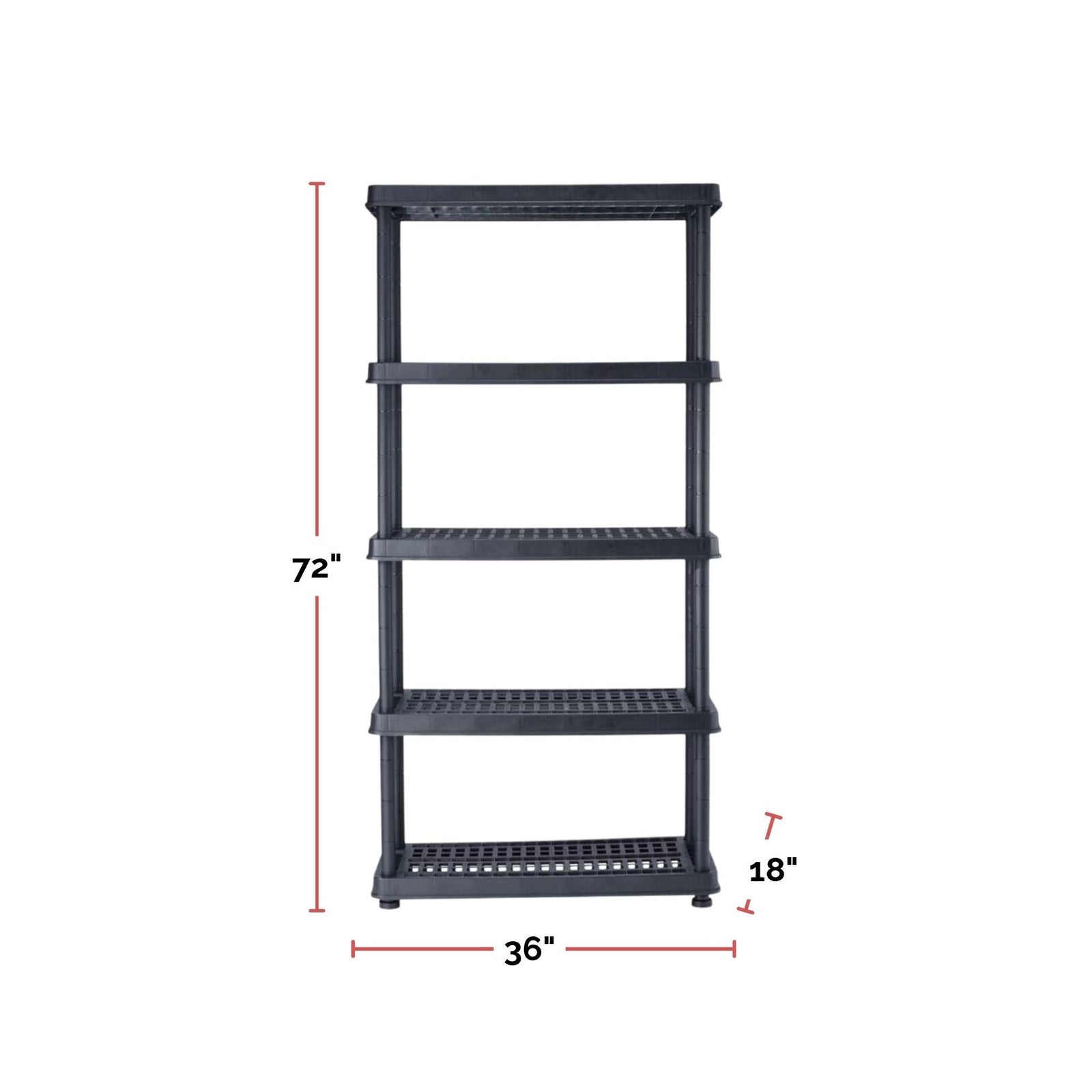 Adjustable 5-Shelf Resin/Plastic Storage Rack/Shelving Unit, 36 x 18 x 72-in G7E2 - product image 8