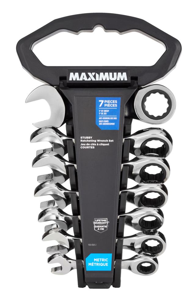 Stubby Ratcheting Wrench Set, Metric, Nickel-Chrome Plating, 7-pc Z5R0 - product image 3