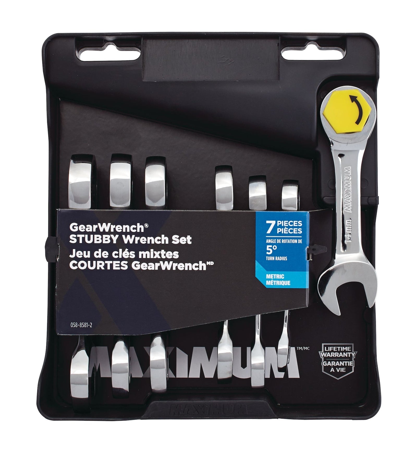 Stubby Ratcheting Wrench Set, Metric, Nickel-Chrome Plating, 7-pc Z5R0 - product image 4