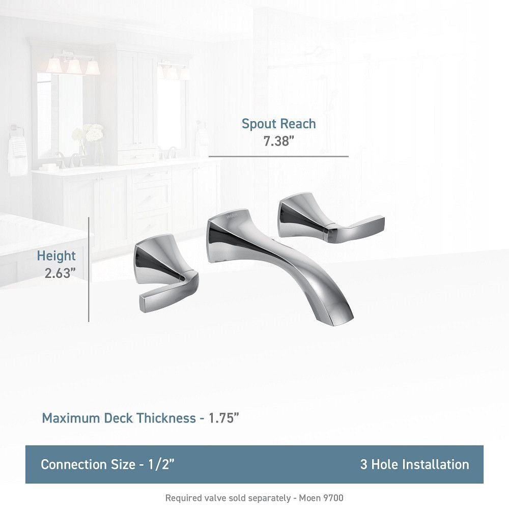 Voss Two-Handle Wall Mount Bathroom Faucet Trim Kit (Valve Required), Chrome J8F5 - product image 2