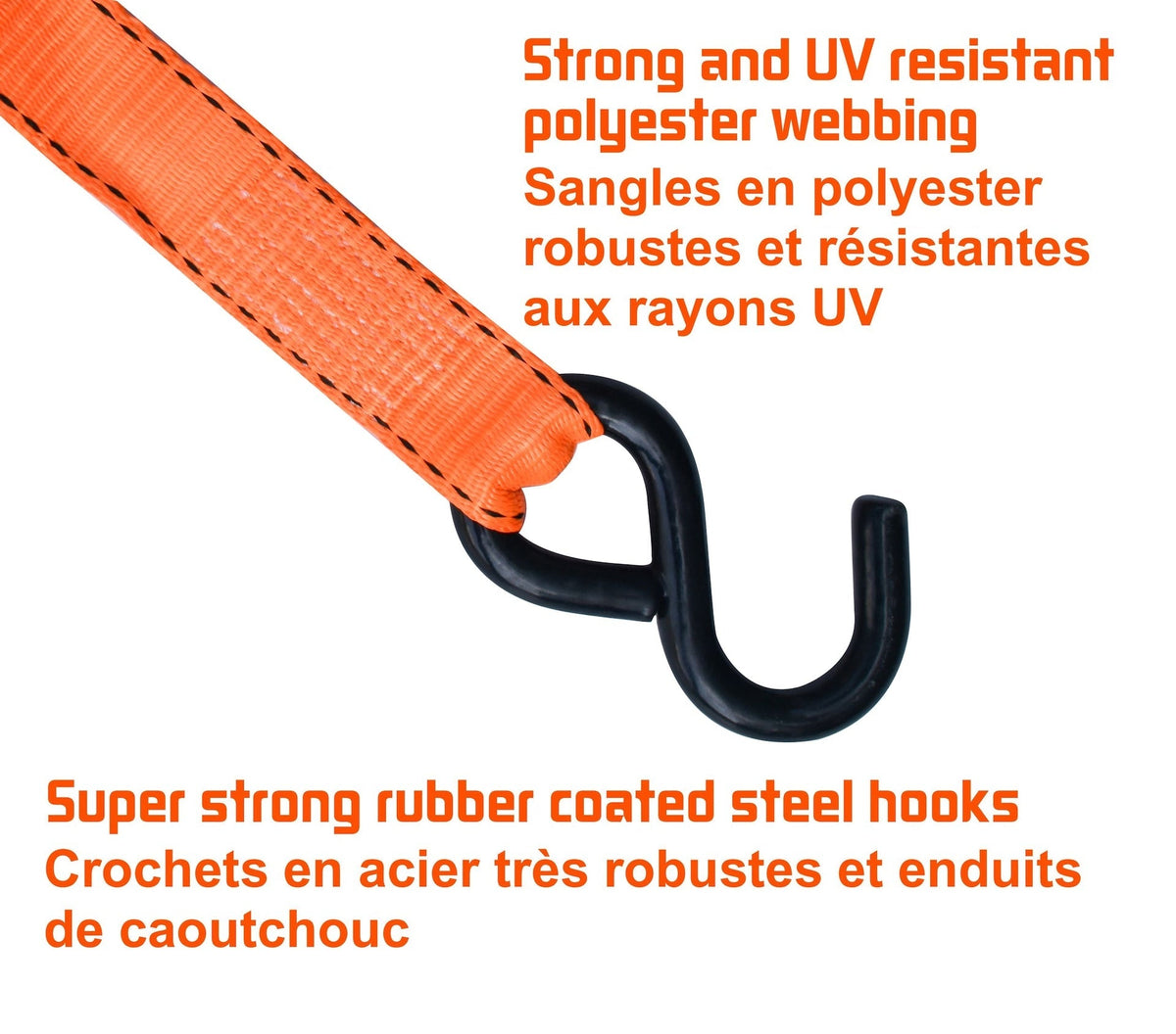 3,000-lb Heavy Duty Ratchet Tie Down Strap, 1.25-in x 14-ft, 4-pk X5O4 - product image 5
