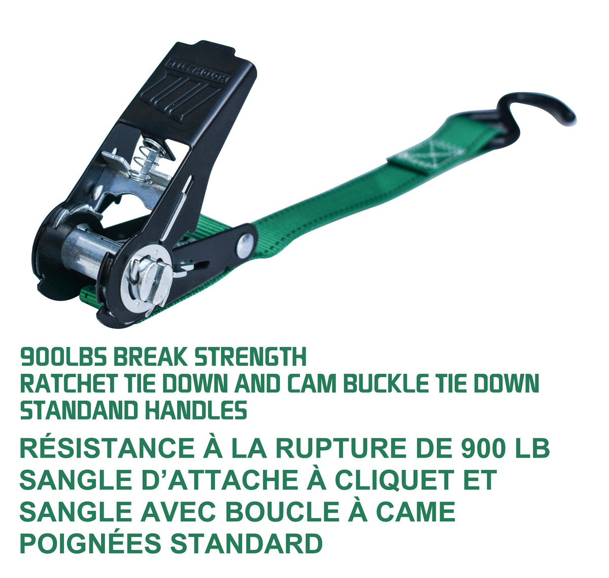900-lb Ratchet/Cambuckle Tie-Down Straps, Non-Padded, 1-in x 10-ft, 4-pk S7M2 - product image 5