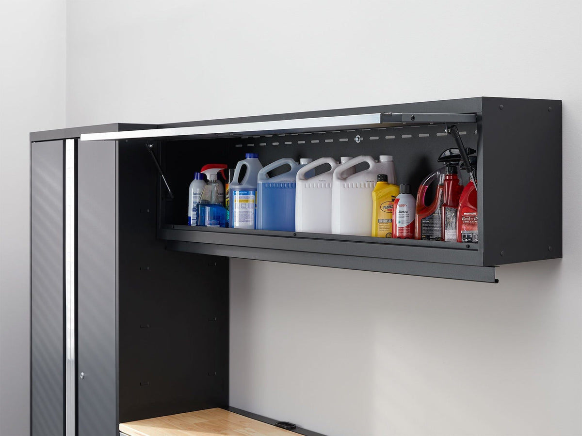 Bold 3.0 Series Lockable Steel Garage Cabinetry Set with Bamboo Top, Grey, 120-in x 18-in x 72-in, 5-pc P1Q7 - product image 3