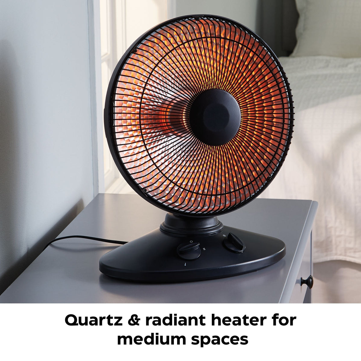 Oscillating Parabolic Dish Portable Radiant Electric Space Heater, 1000W, Black H1W1 - product image 7