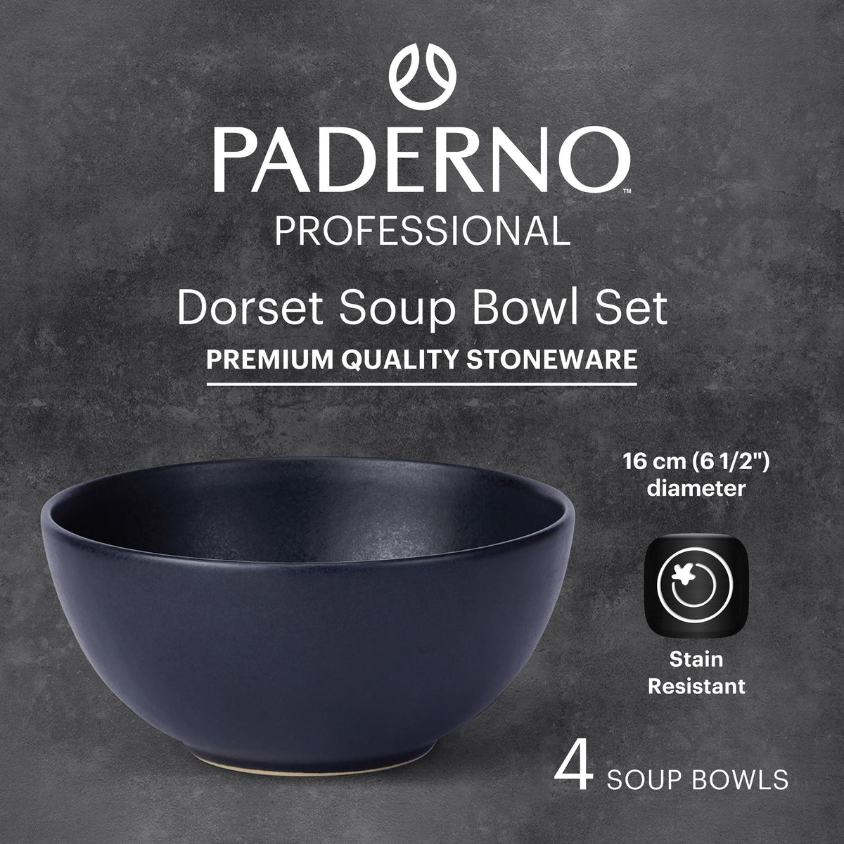 Dorset All-Purpose Stoneware Bowl, Oven Safe, 4-pk, Black Reactive X8G1 - product image 3