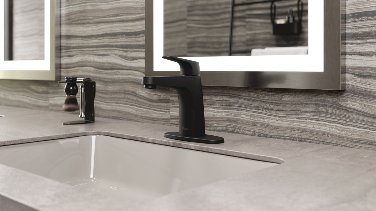 Matlock Single Handle High Arc Single Hole 4-in Centreset Bathroom Sink Faucet, Push & Seal Drain, Matte Black P7U2 - product image 7