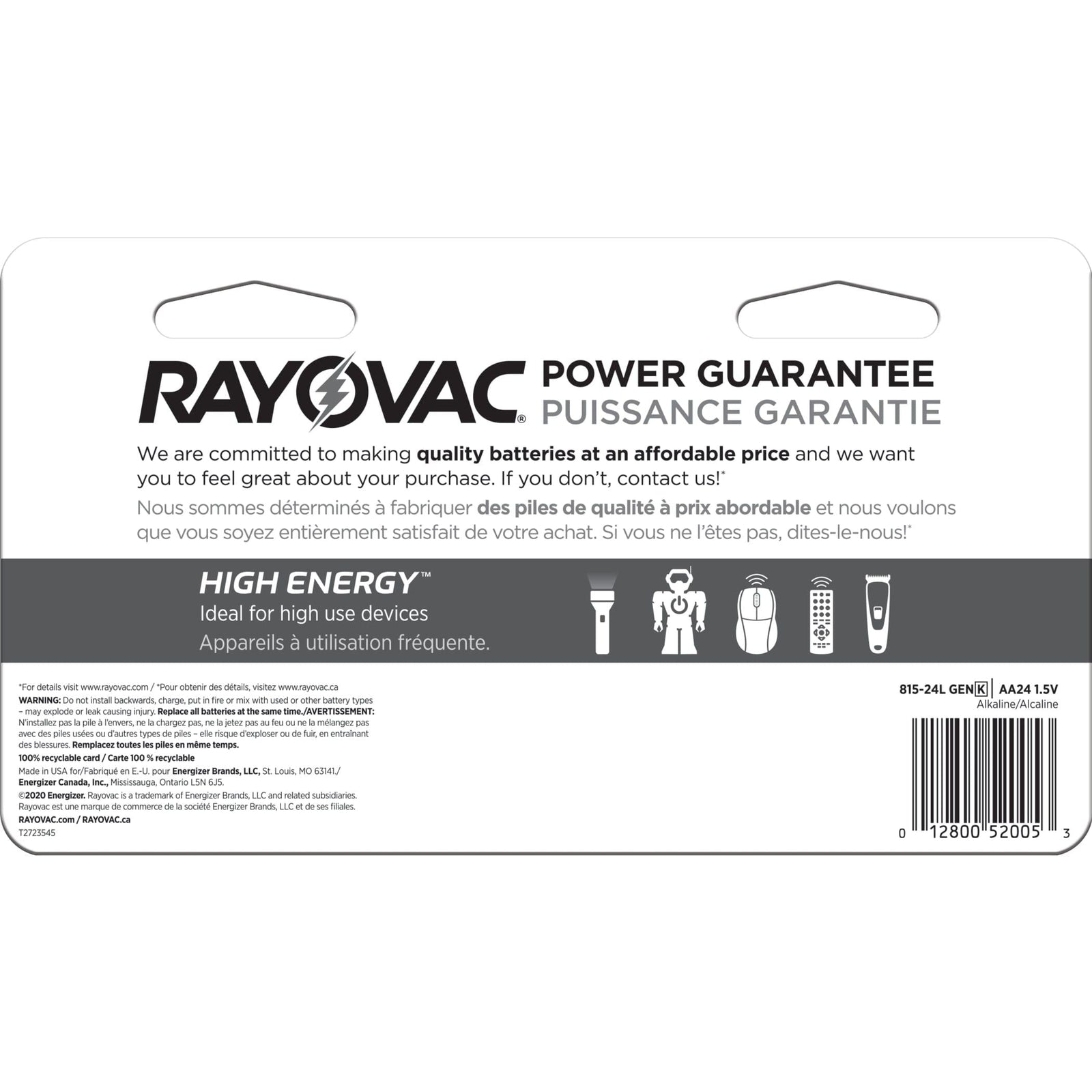 HIGH ENERGY AA Alkaline Batteries, Long Lasting, All Purpose, 24-pk J8C1 - product image 4