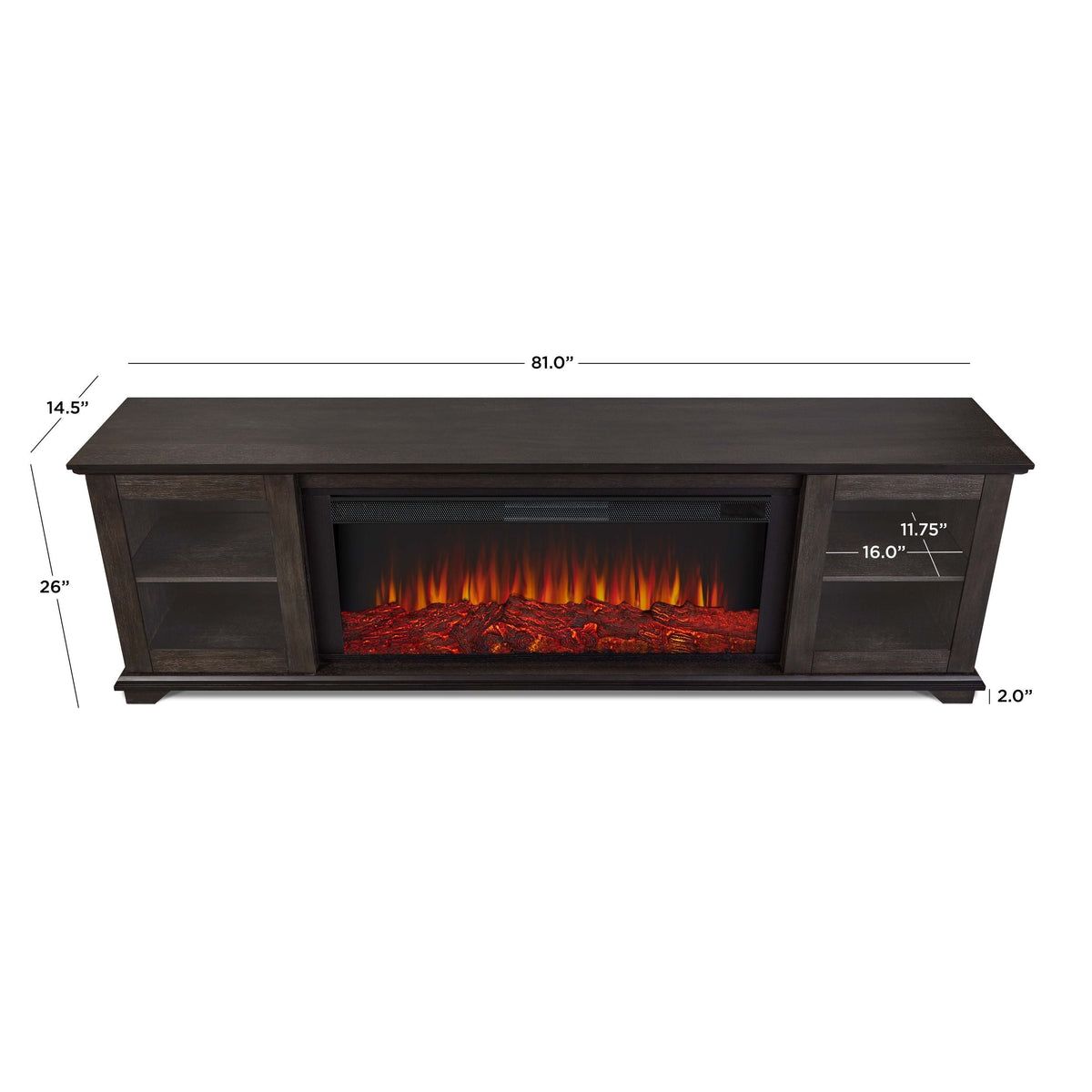 Flame Benjamin Landscape Electric Fireplace TV Stand, 81-in, 1500W, Includes Remote Control, Weathered Wood I7K3 - product image 7