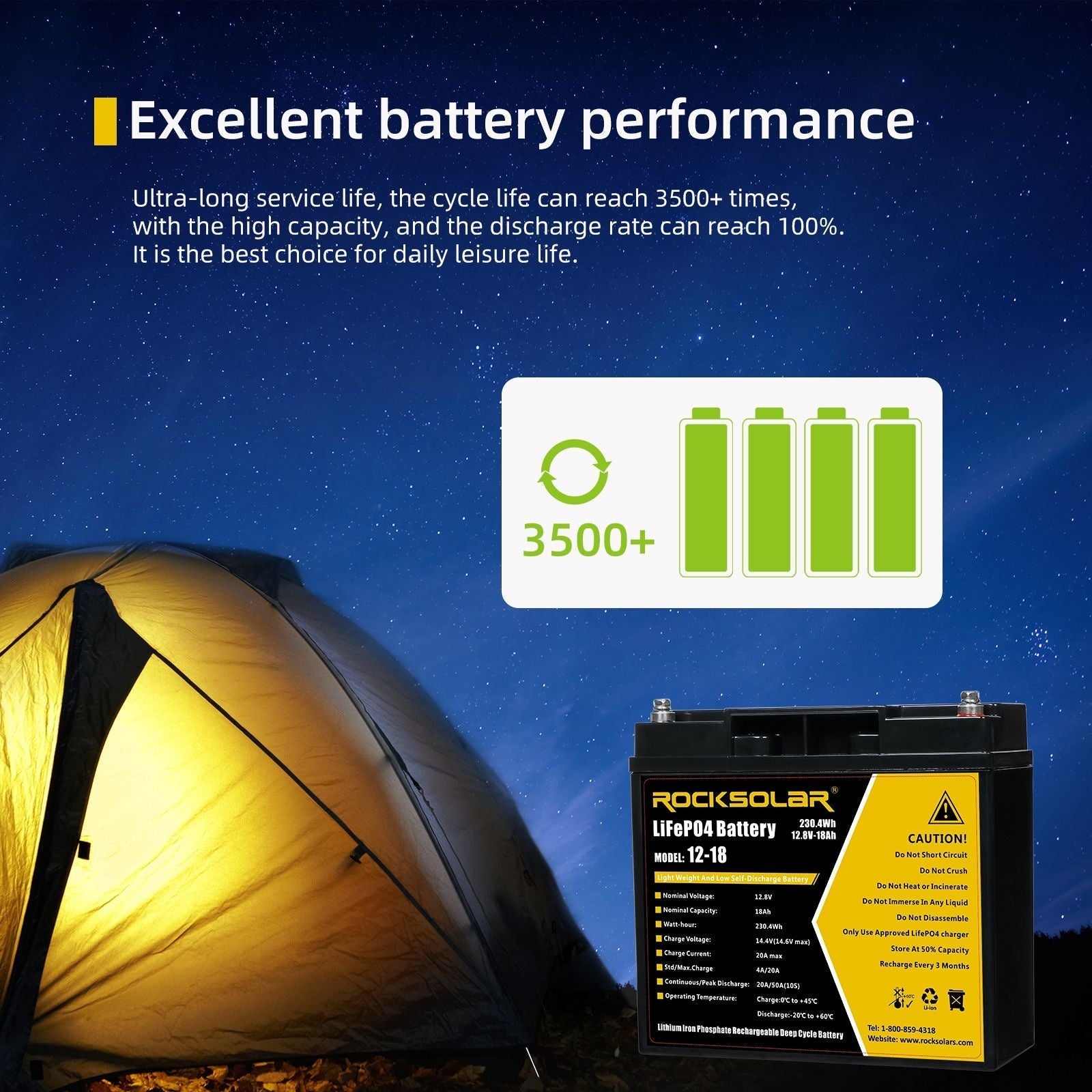 12V 18Ah Deep Cycle Lithium (LiFePO4) Battery D3I2 - product image 4
