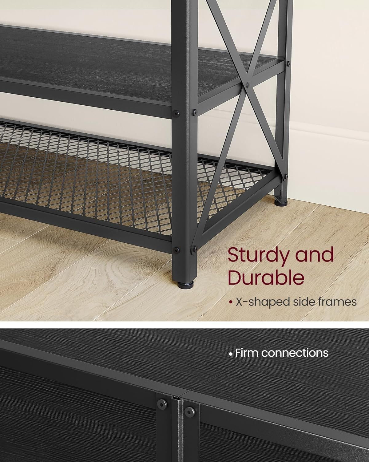 Home 70-in 3-Tier Industrial Black TV Stand B5I4 - product image 7