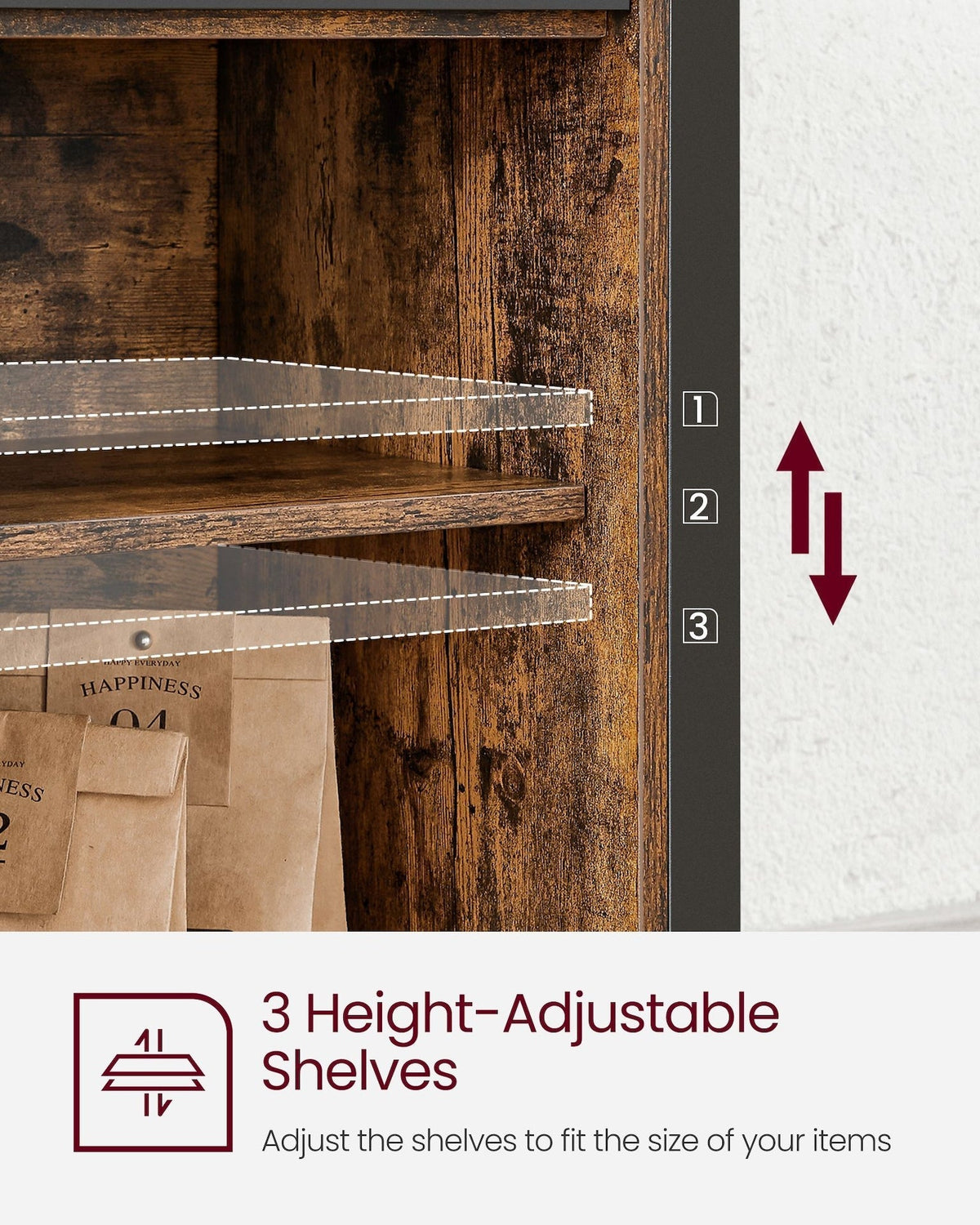 Home Brown Buff Sideboard Storage with Sliding Doors Q7T9 - product image 7