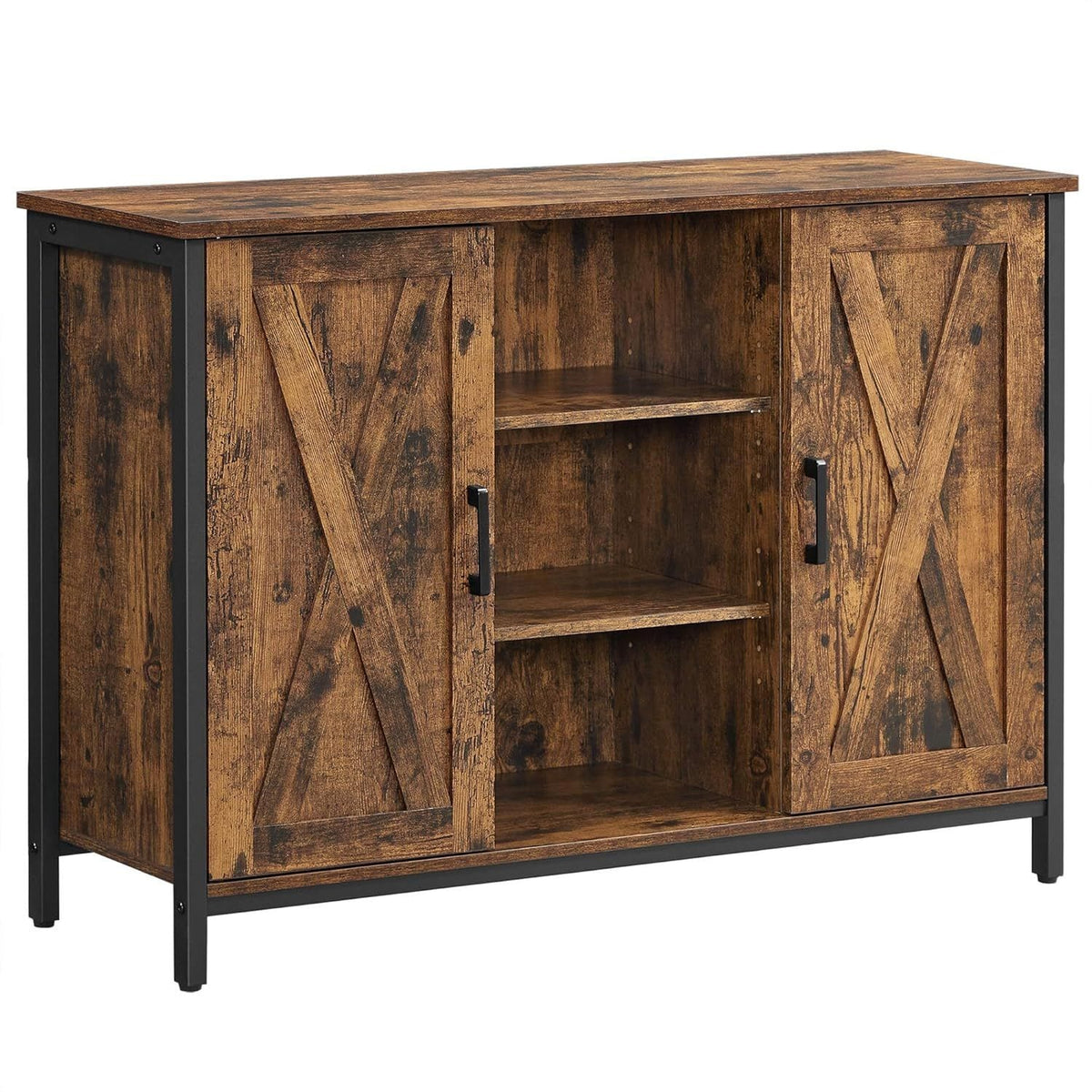 Home Rustic Brown Buffet Cabinet with Barn Doors A8V9 - product image 1