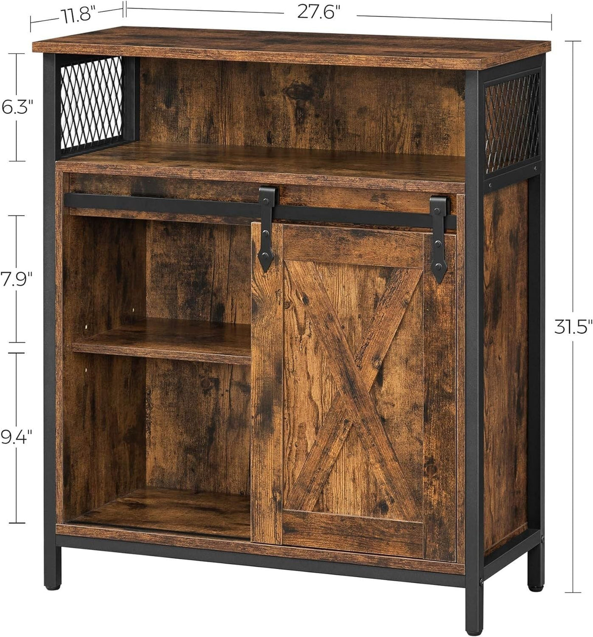 Home Rustic Brown Cabinet with Sliding Door V1K6 - product image 3