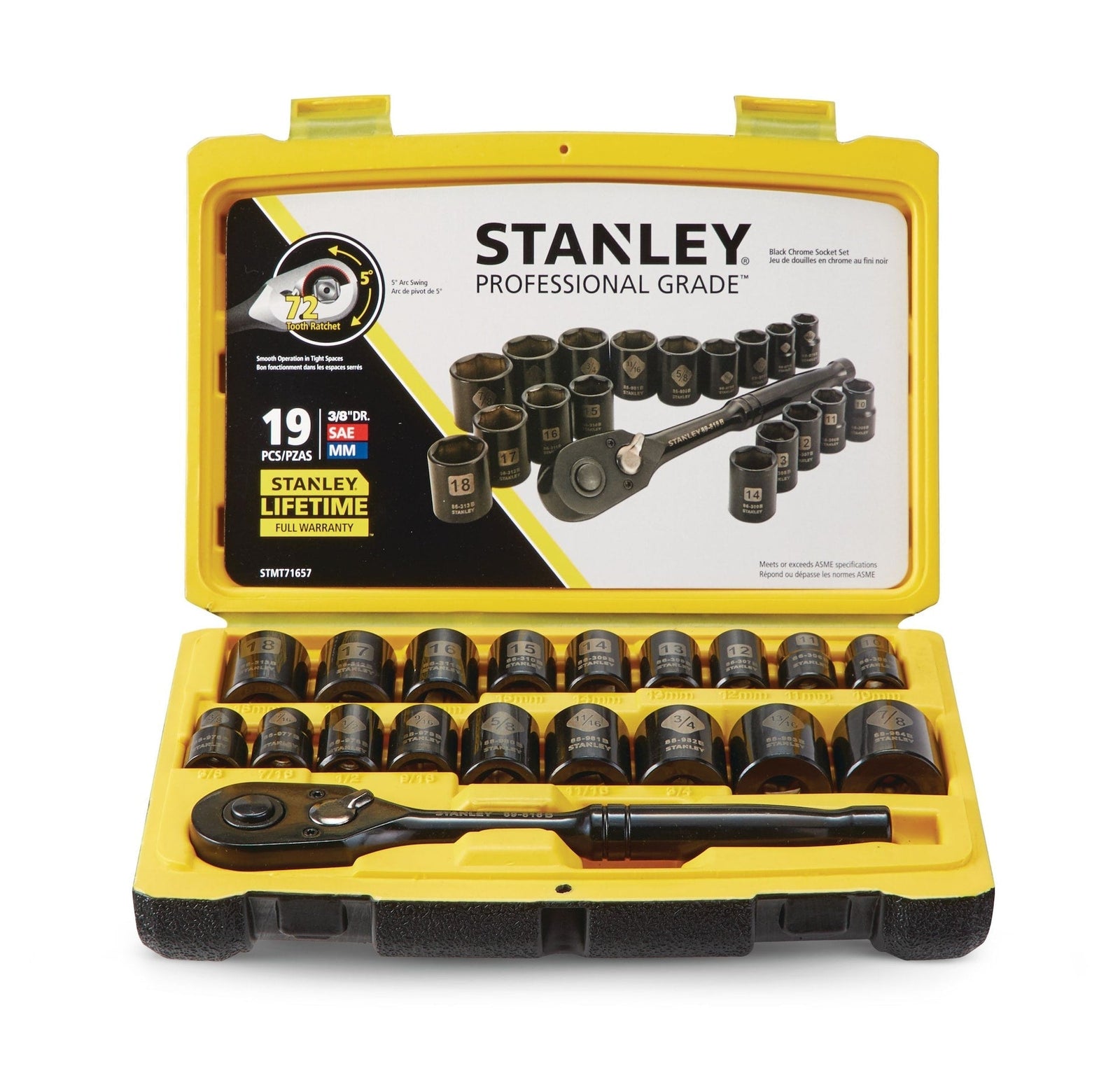 Professional Grade Black Chrome Socket Set, 19-pc, SAE/Metric P5B3 - product image 2