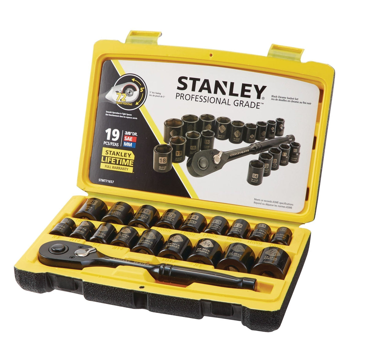 Professional Grade Black Chrome Socket Set, 19-pc, SAE/Metric Z5C7 - product image 3