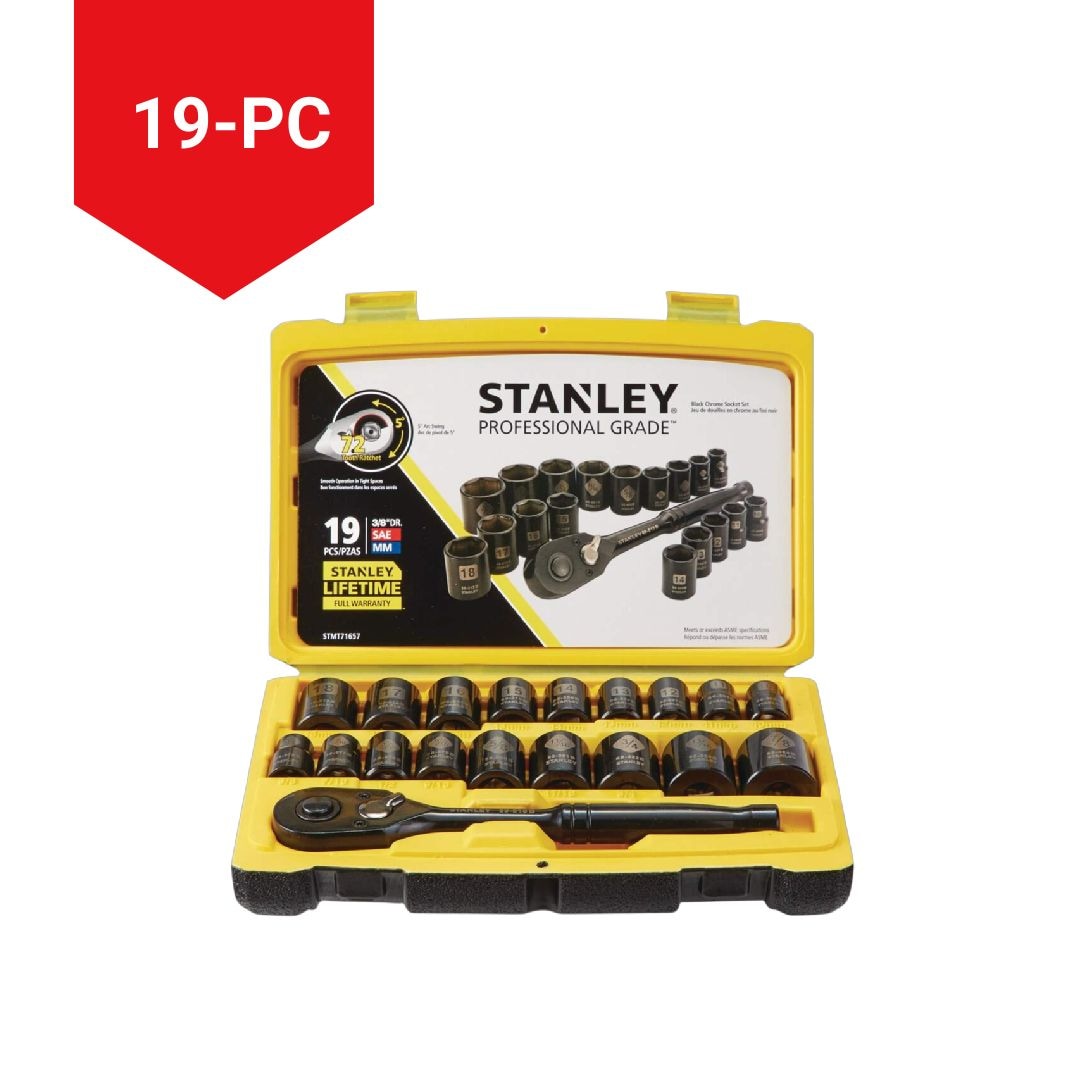 Professional Grade Black Chrome Socket Set, 19-pc, SAE/Metric Z5C7 - product image 5