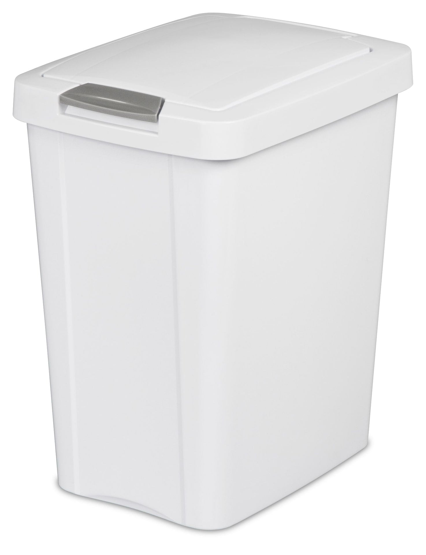 Plastic Rectangular Springloaded Touch Top Garbage Can, White, 28-L E4Z5 - product image 1