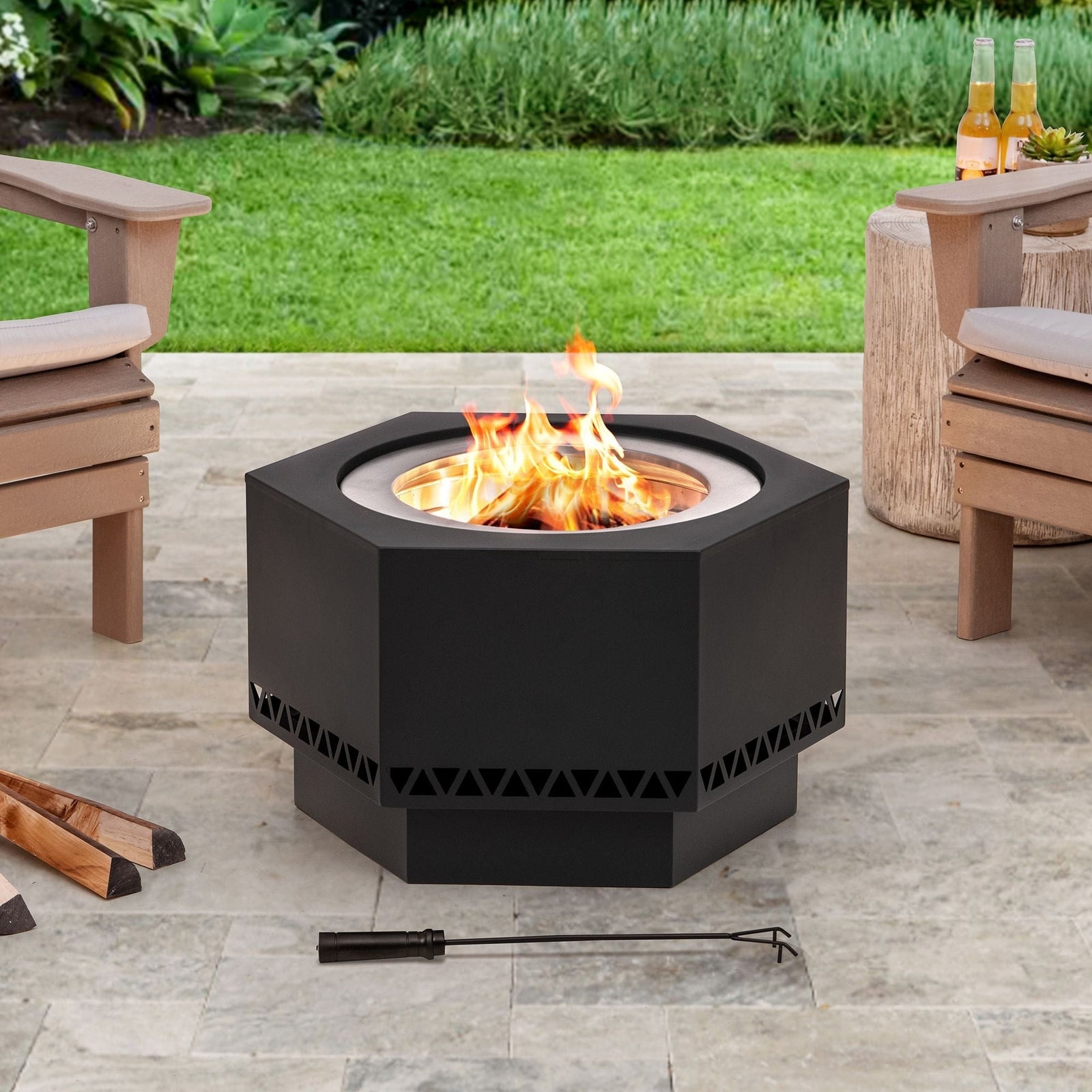 Lawrence Hexagonal Low Smoke Firepit, 28-in O4J4 - product image 3
