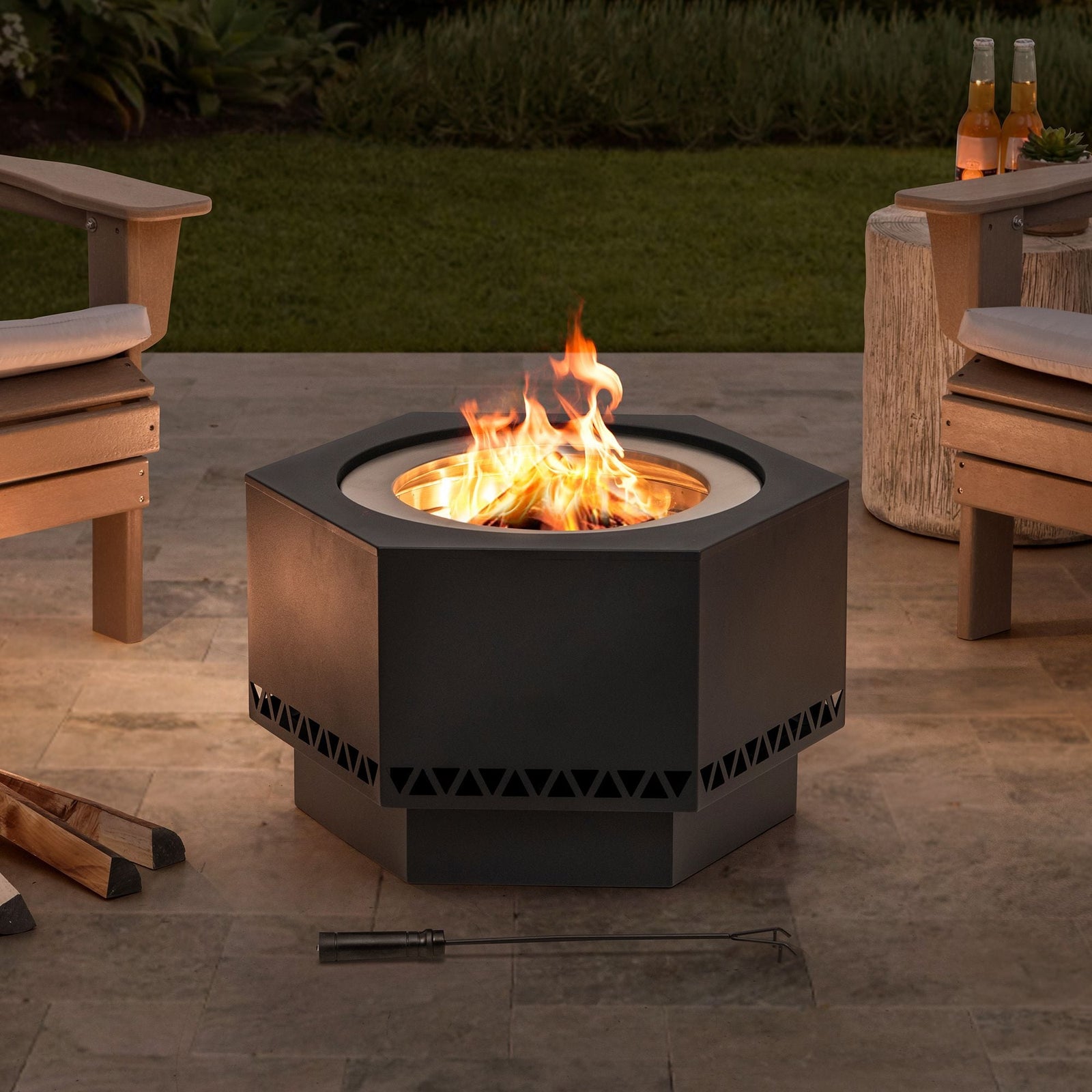 Lawrence Hexagonal Low Smoke Firepit, 28-in O4J4 - product image 4